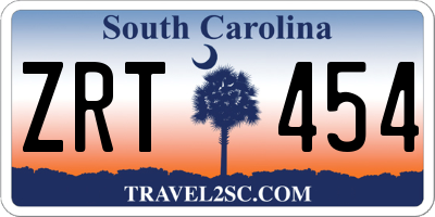 SC license plate ZRT454
