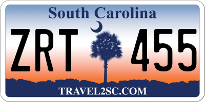 SC license plate ZRT455