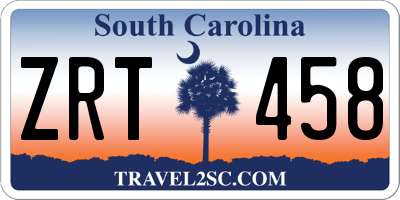 SC license plate ZRT458