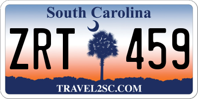 SC license plate ZRT459