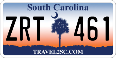 SC license plate ZRT461