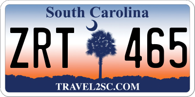 SC license plate ZRT465