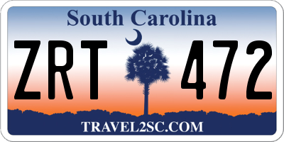 SC license plate ZRT472
