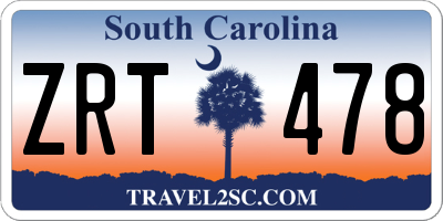 SC license plate ZRT478