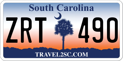 SC license plate ZRT490