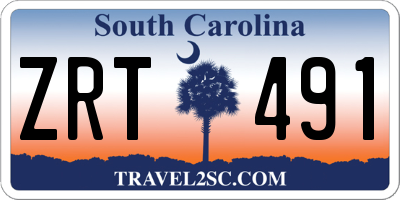SC license plate ZRT491