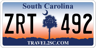 SC license plate ZRT492