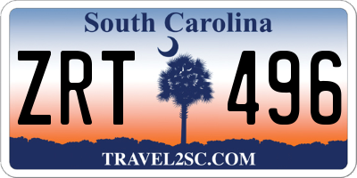 SC license plate ZRT496
