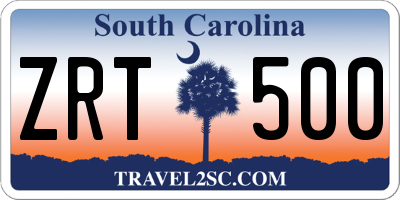 SC license plate ZRT500