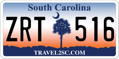 SC license plate ZRT516