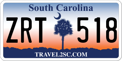 SC license plate ZRT518