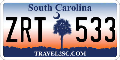 SC license plate ZRT533
