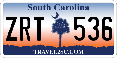 SC license plate ZRT536