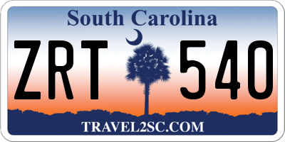 SC license plate ZRT540