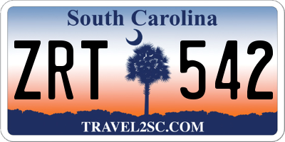 SC license plate ZRT542
