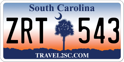 SC license plate ZRT543