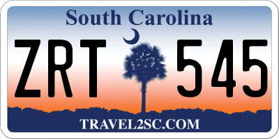 SC license plate ZRT545