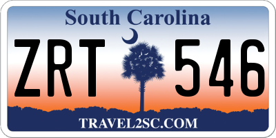 SC license plate ZRT546
