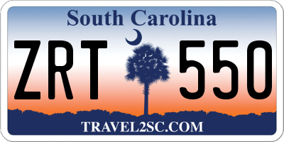 SC license plate ZRT550