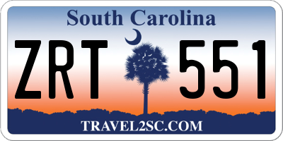 SC license plate ZRT551