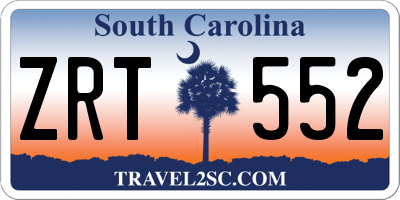 SC license plate ZRT552
