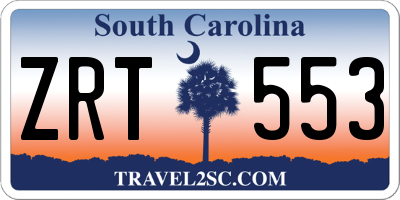 SC license plate ZRT553