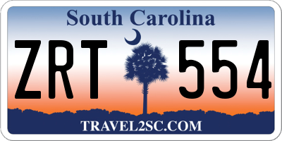SC license plate ZRT554