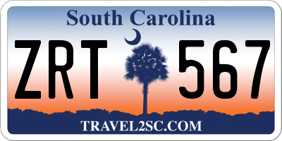 SC license plate ZRT567