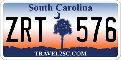 SC license plate ZRT576