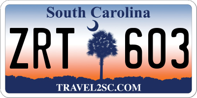SC license plate ZRT603