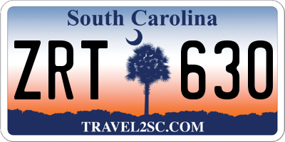 SC license plate ZRT630