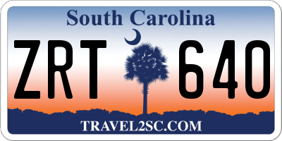 SC license plate ZRT640