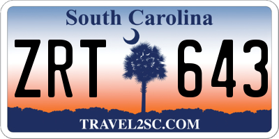 SC license plate ZRT643