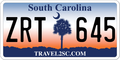 SC license plate ZRT645