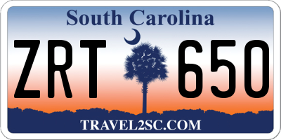SC license plate ZRT650