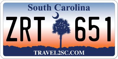 SC license plate ZRT651
