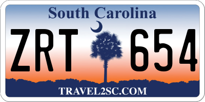 SC license plate ZRT654
