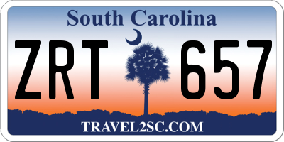 SC license plate ZRT657
