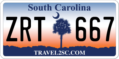 SC license plate ZRT667