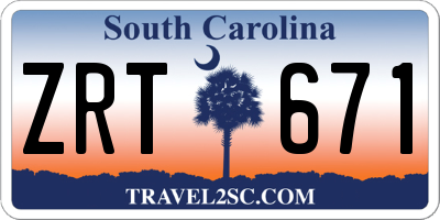 SC license plate ZRT671