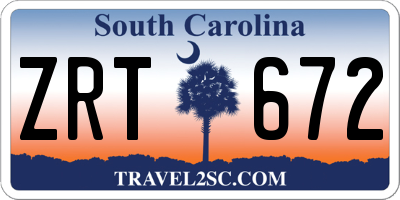 SC license plate ZRT672
