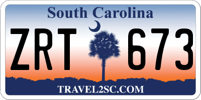 SC license plate ZRT673