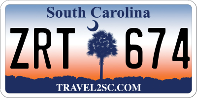 SC license plate ZRT674