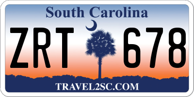 SC license plate ZRT678