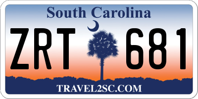SC license plate ZRT681