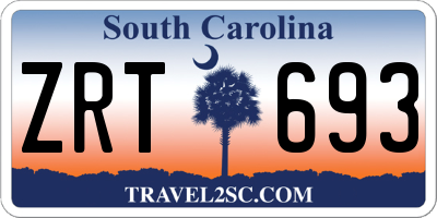 SC license plate ZRT693