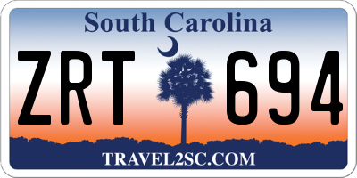 SC license plate ZRT694