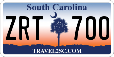 SC license plate ZRT700