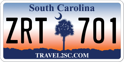 SC license plate ZRT701
