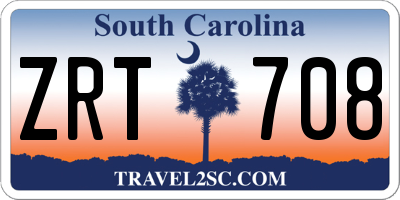 SC license plate ZRT708
